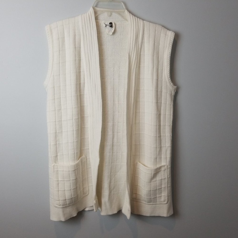 Yarn Works Long Sleeveless Grandma  Cardigan Sweater Vest
